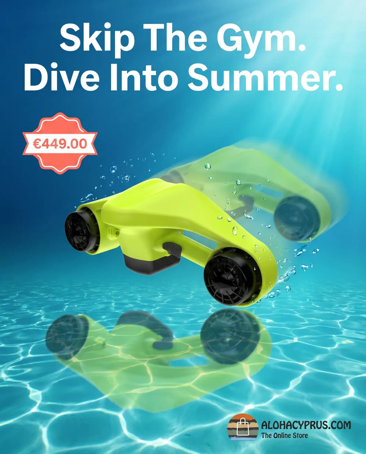 Static ad for an Aloha electric scooter created with PromoGoat Ad Maker