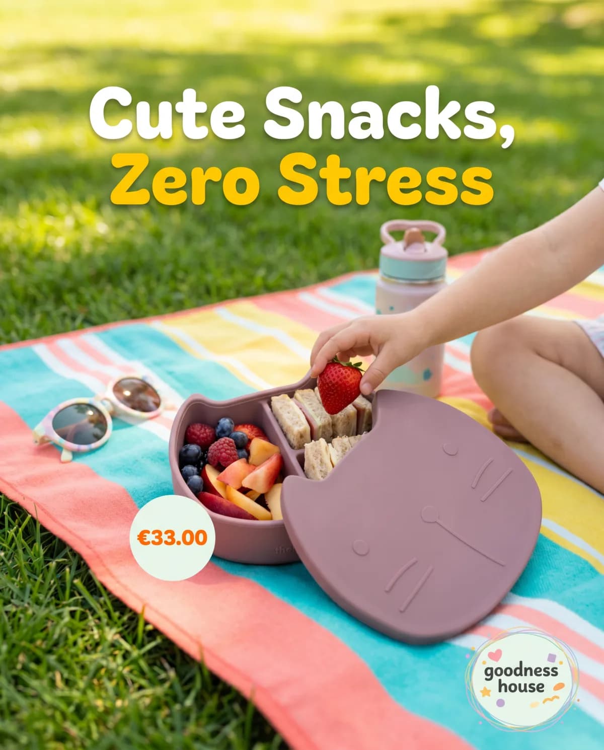 Static ad for Goodness House snacks created with PromoGoat Ad Maker